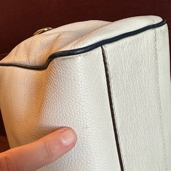 Kate Spade Blue & White Leather Satchel handbag hadlen grant park cement navy - Picture 8 of 16